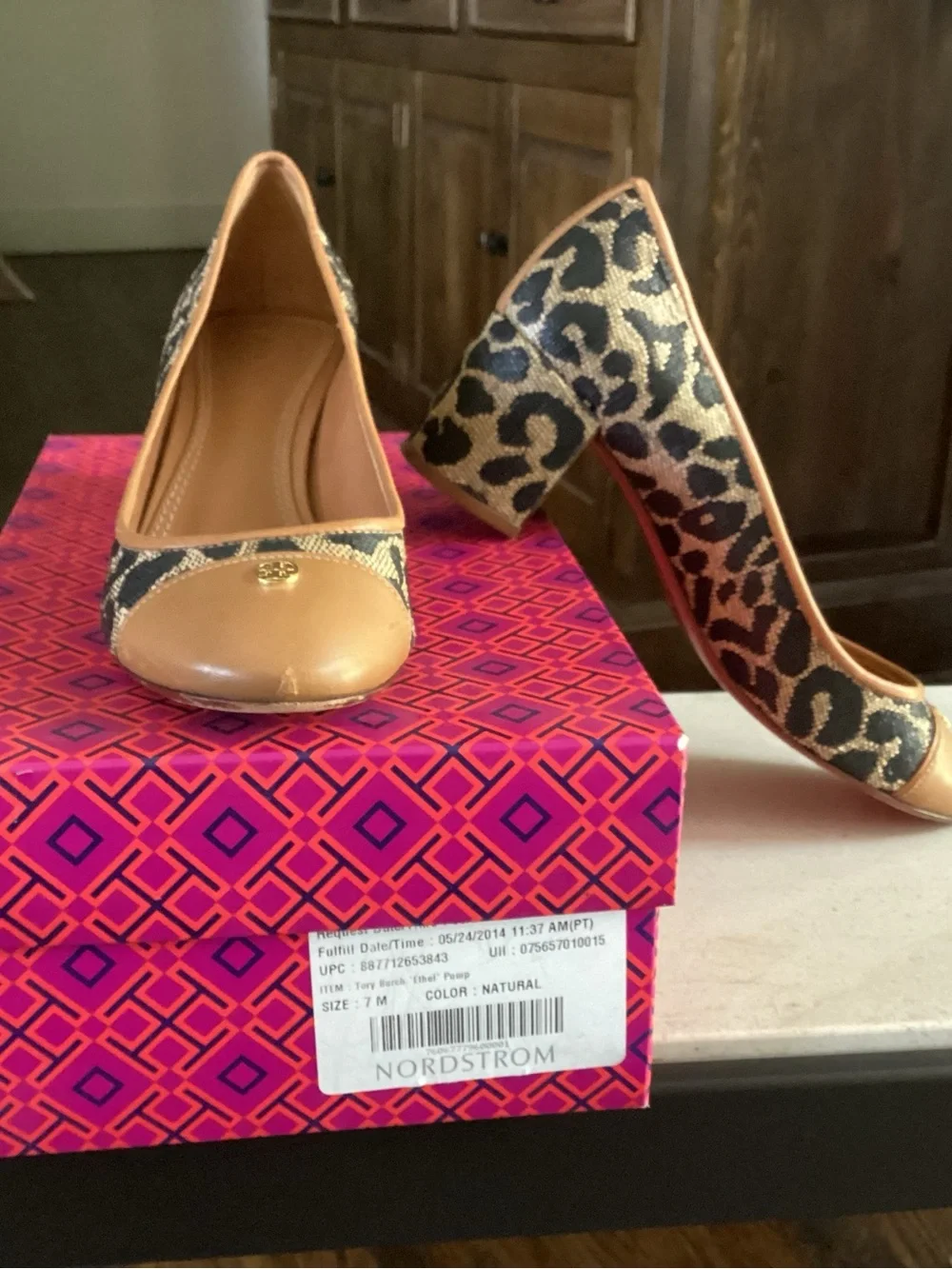 Tory Burch Leopard-Print Block Heel Pumps in Black and Brown